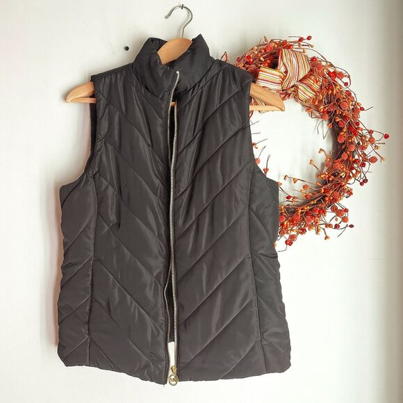 Michael Michael Kors Womens Full Zip Quilted Puffer Vest SMALL in Black - Picture 1 of 10